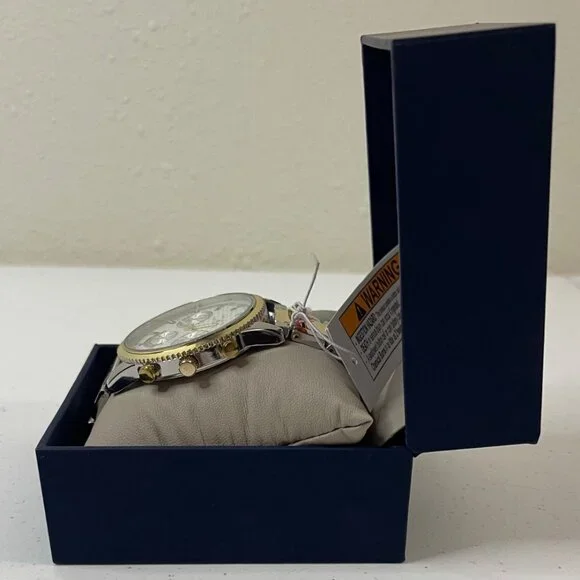 Joseph Abboud Silver/Gold-Tone White Dial Mens Watch In Original Box, New - Picture 9 of 14